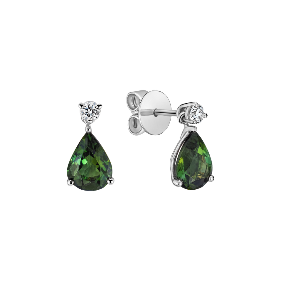 Diamond earrings with Tourmaline Galatea