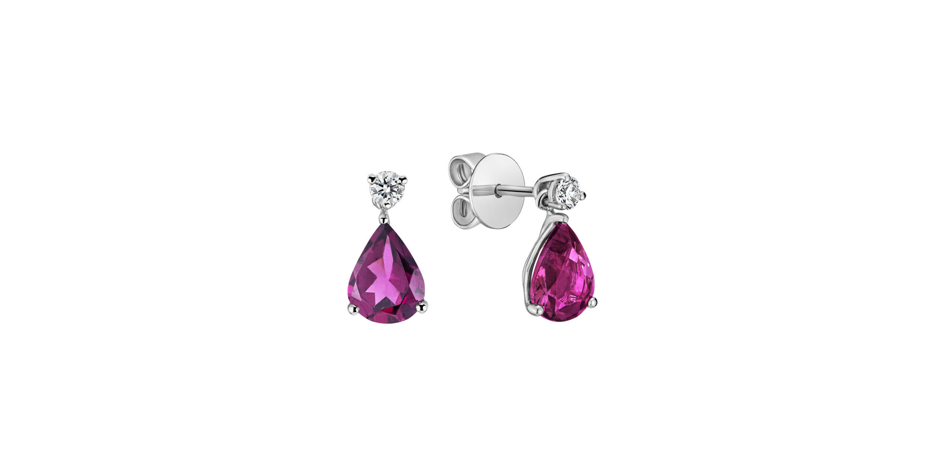 Diamond earrings with Rhodolite Galatea