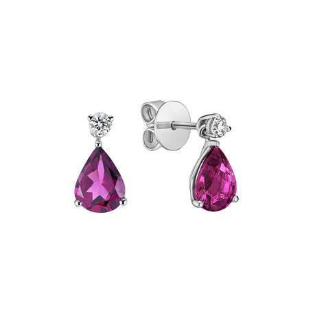 Diamond earrings with Rhodolite Galatea