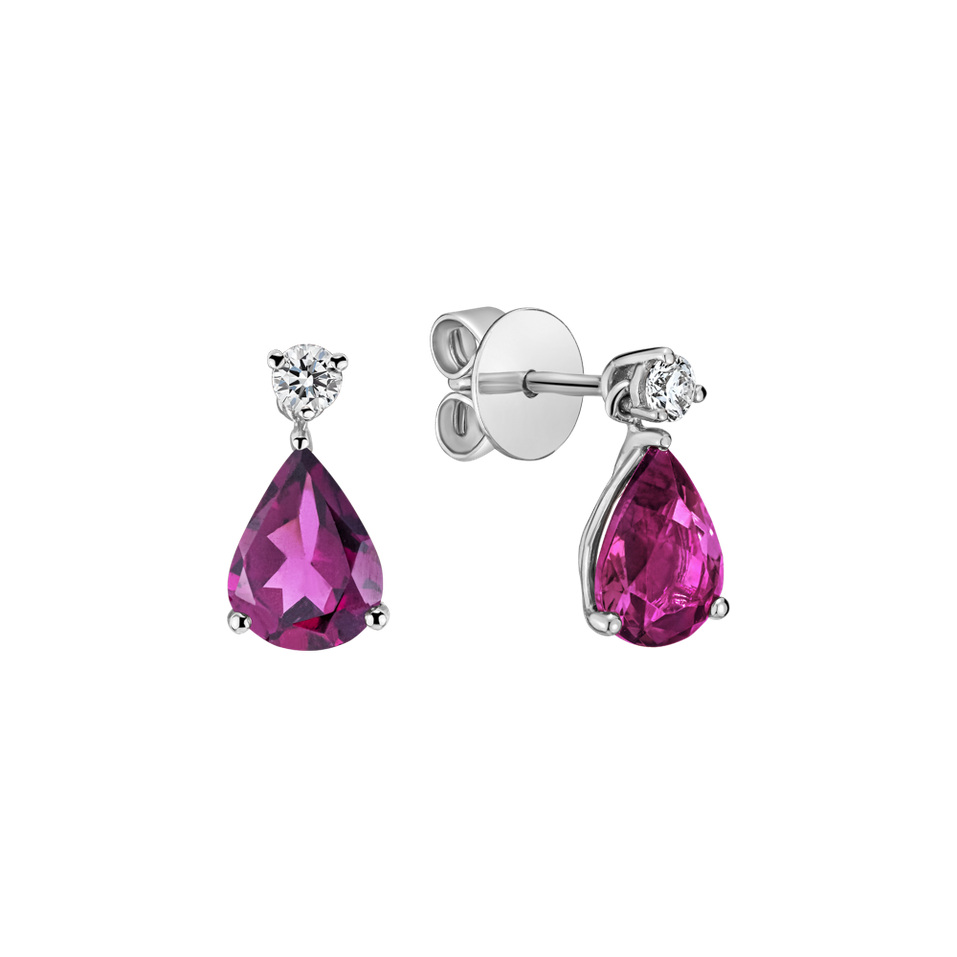 Diamond earrings with Rhodolite Galatea