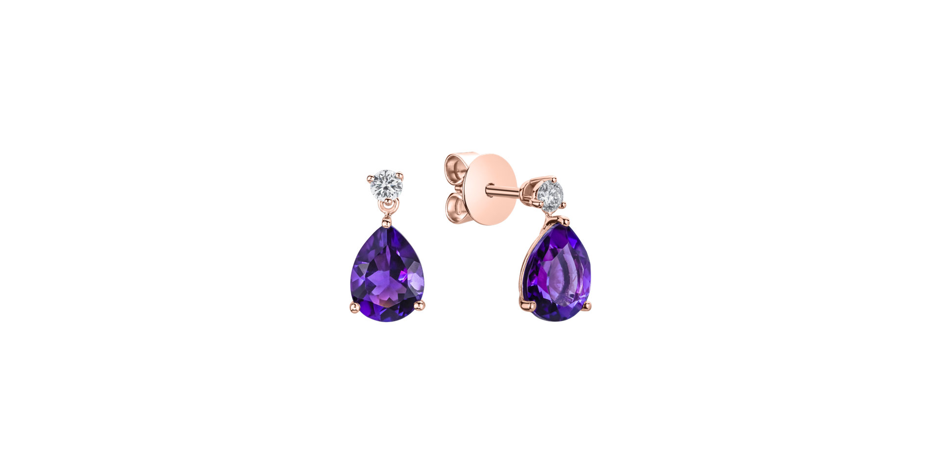 Diamond earrings with Amethyst Galatea