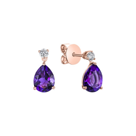 Diamond earrings with Amethyst Galatea