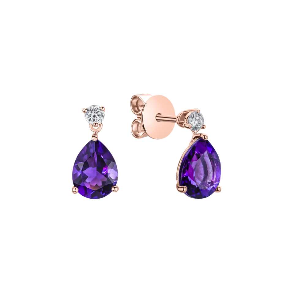 Diamond earrings with Amethyst Galatea