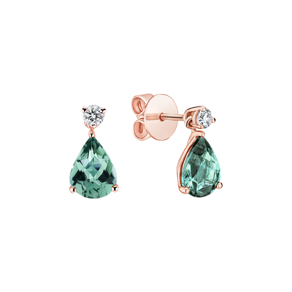 Diamond earrings with Tourmaline Galatea