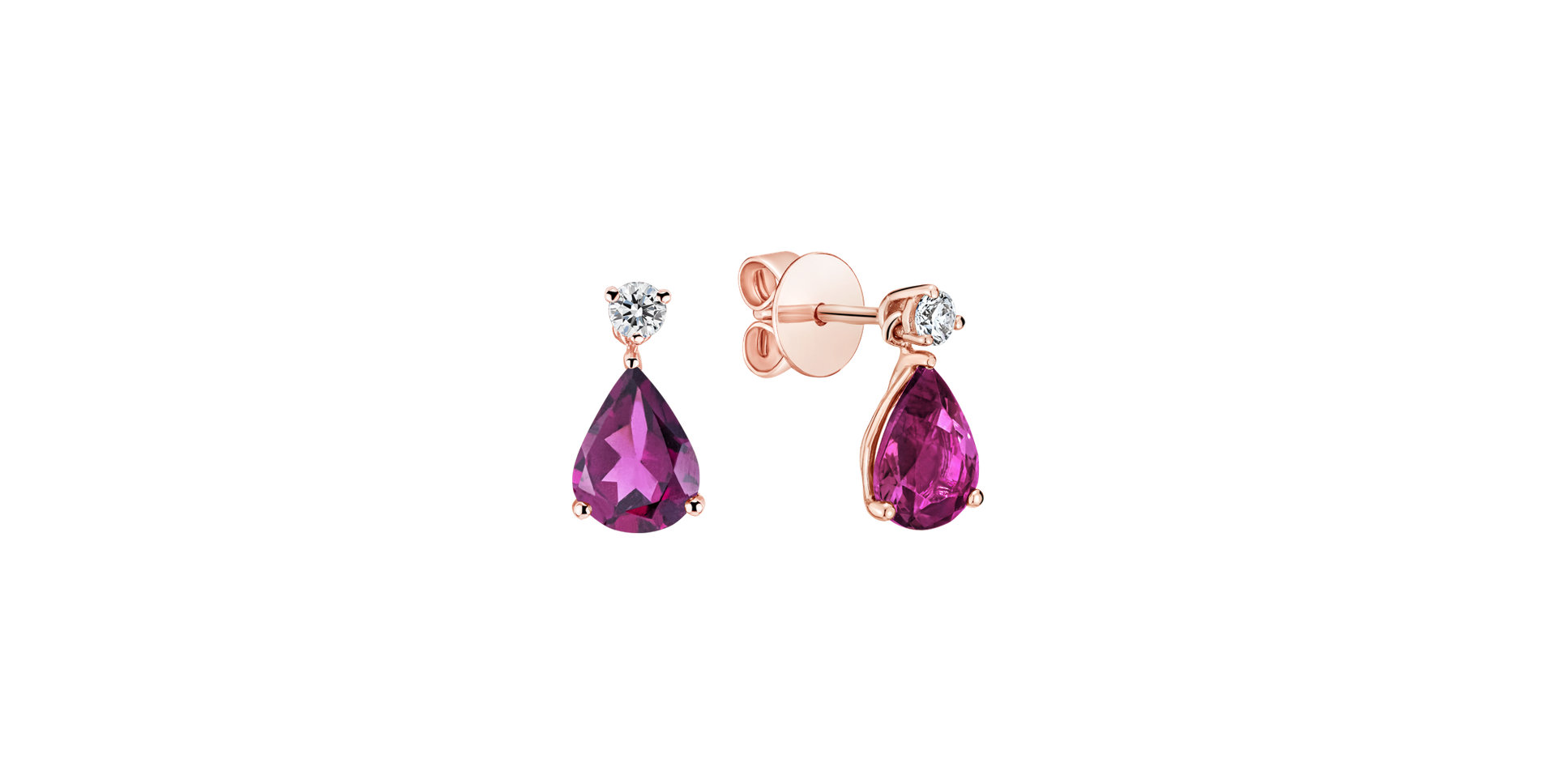 Diamond earrings with Rhodolite Galatea