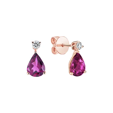 Diamond earrings with Rhodolite Galatea