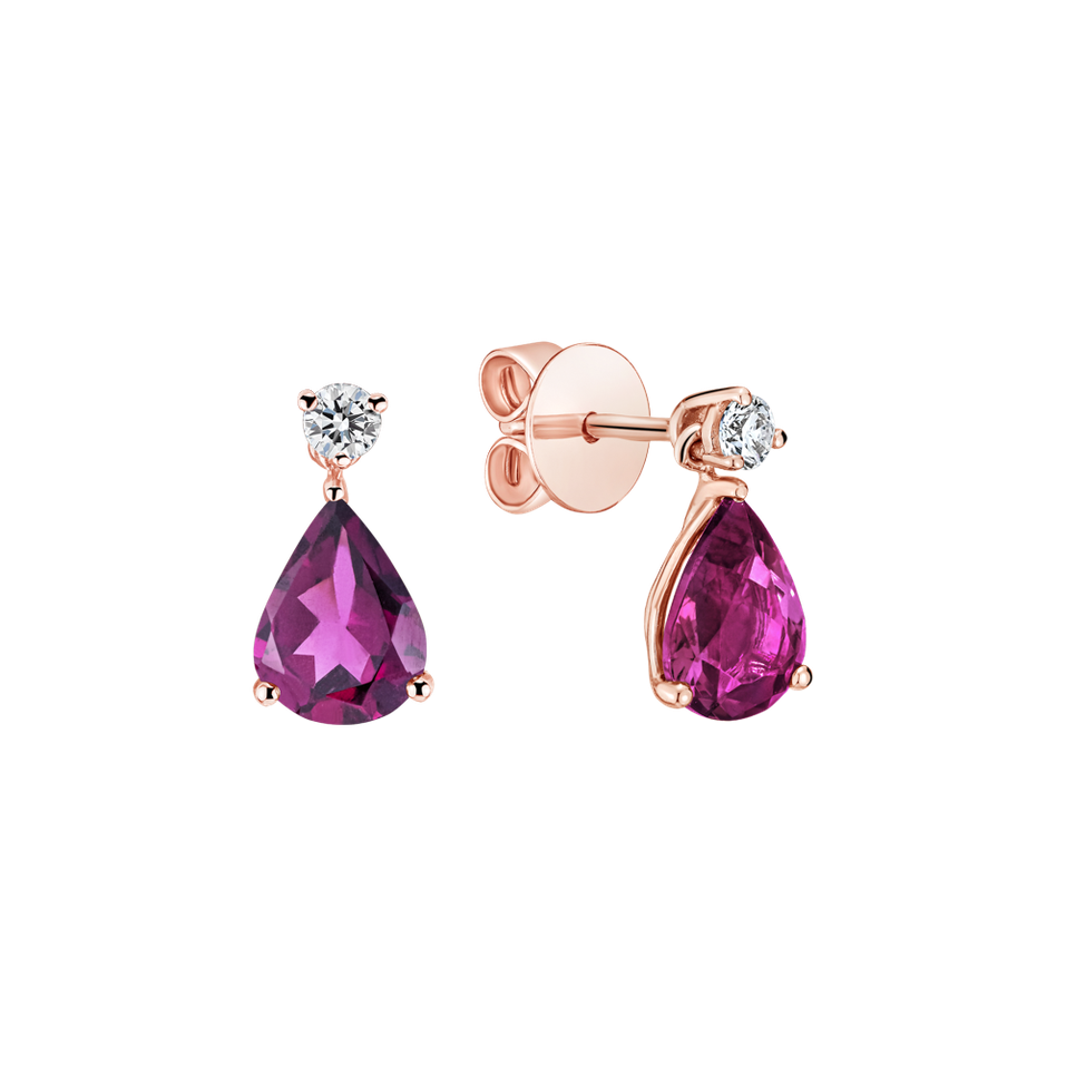 Diamond earrings with Rhodolite Galatea