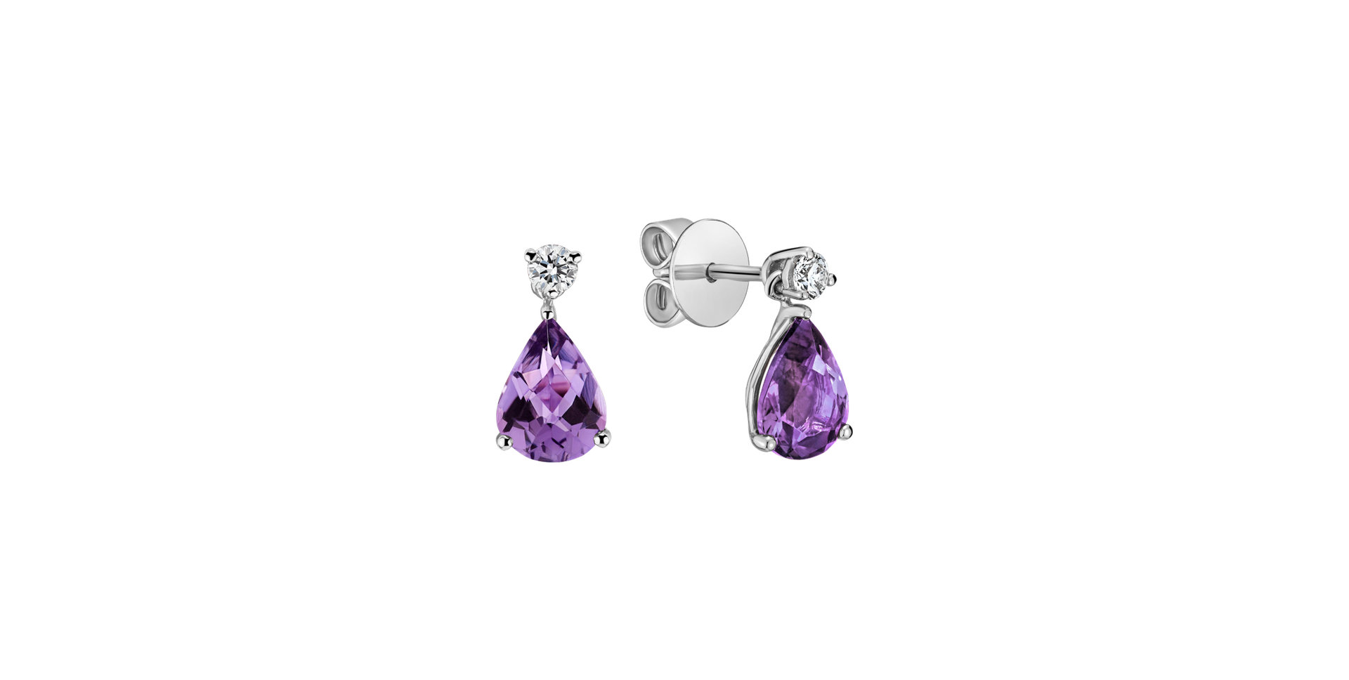Diamond earrings with Amethyst Ismene