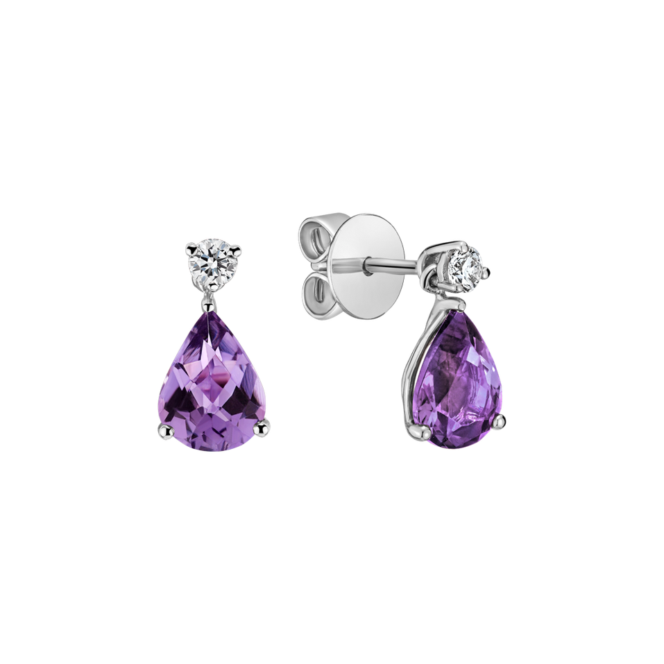 Diamond earrings with Amethyst Ismene
