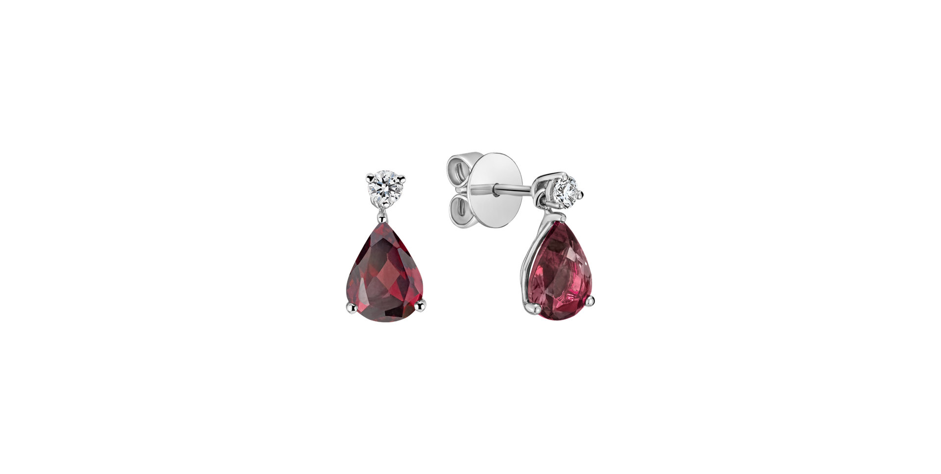 Diamond earrings with Rhodolite Ismene
