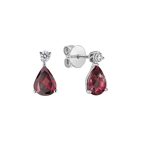 Diamond earrings with Rhodolite Ismene