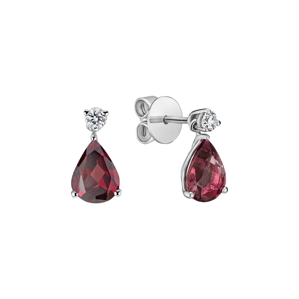 Diamond earrings with Rhodolite Ismene