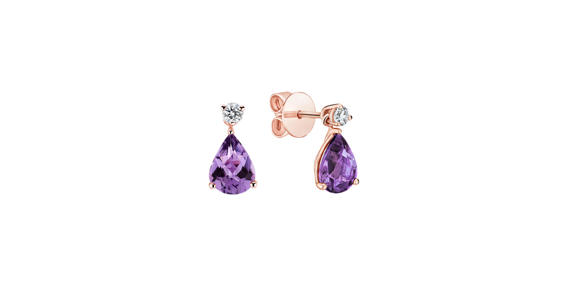 Diamond earrings with Amethyst Ismene