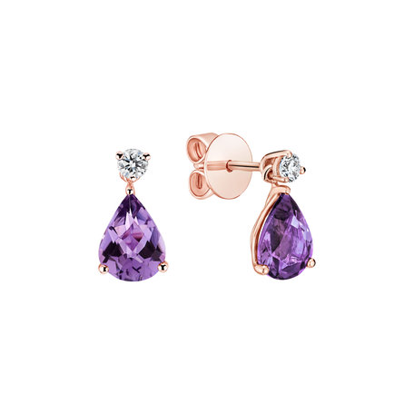Diamond earrings with Amethyst Ismene
