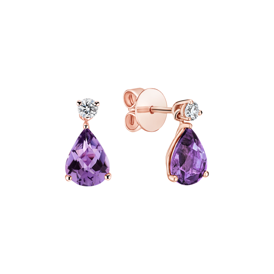 Diamond earrings with Amethyst Ismene