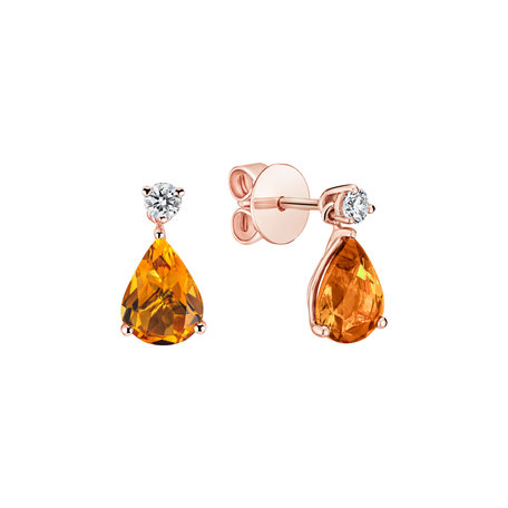 Diamond earrings with Citrine Ismene