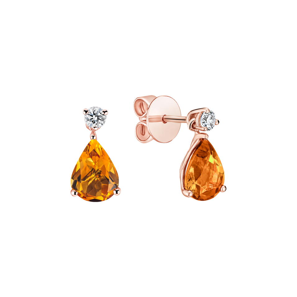 Diamond earrings with Citrine Ismene
