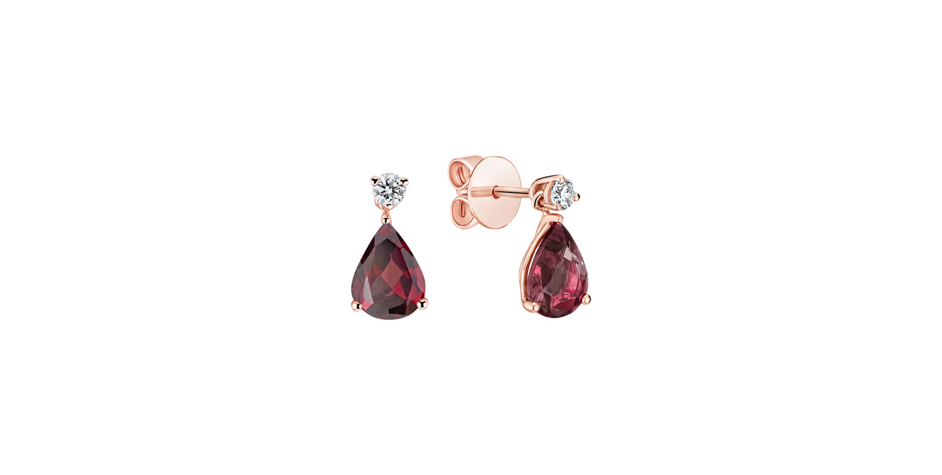 Diamond earrings with Rhodolite Ismene