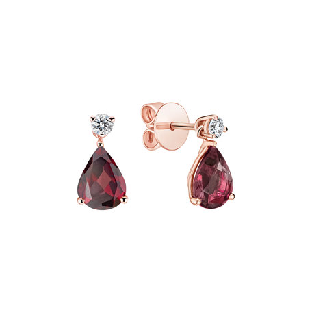 Diamond earrings with Rhodolite Ismene