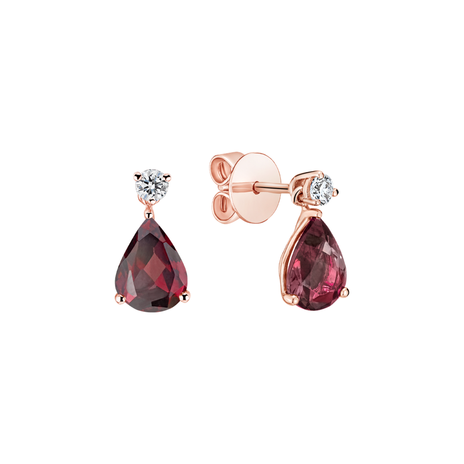 Diamond earrings with Rhodolite Ismene