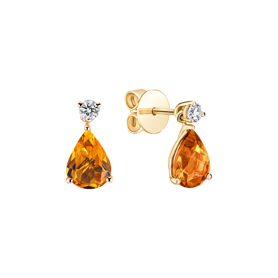 Diamond earrings with Citrine Ismene