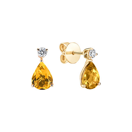 Diamond earrings with Citrine Ismene