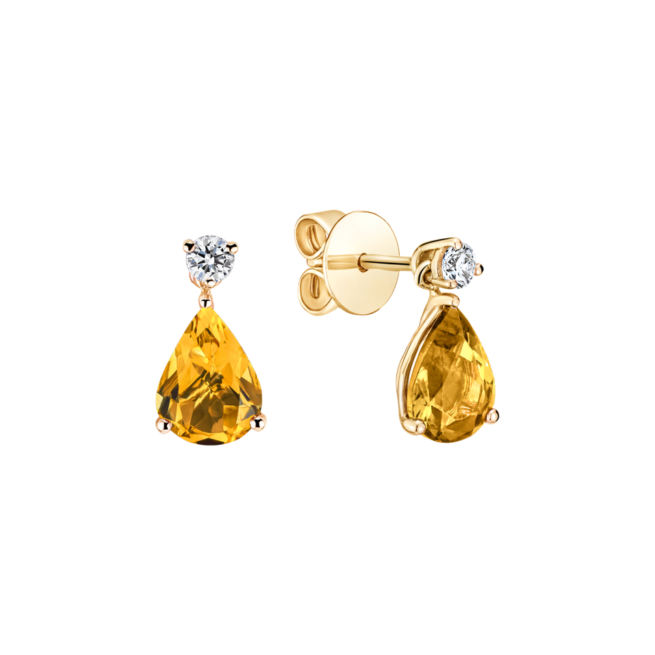 Diamond earrings with Citrine Ismene