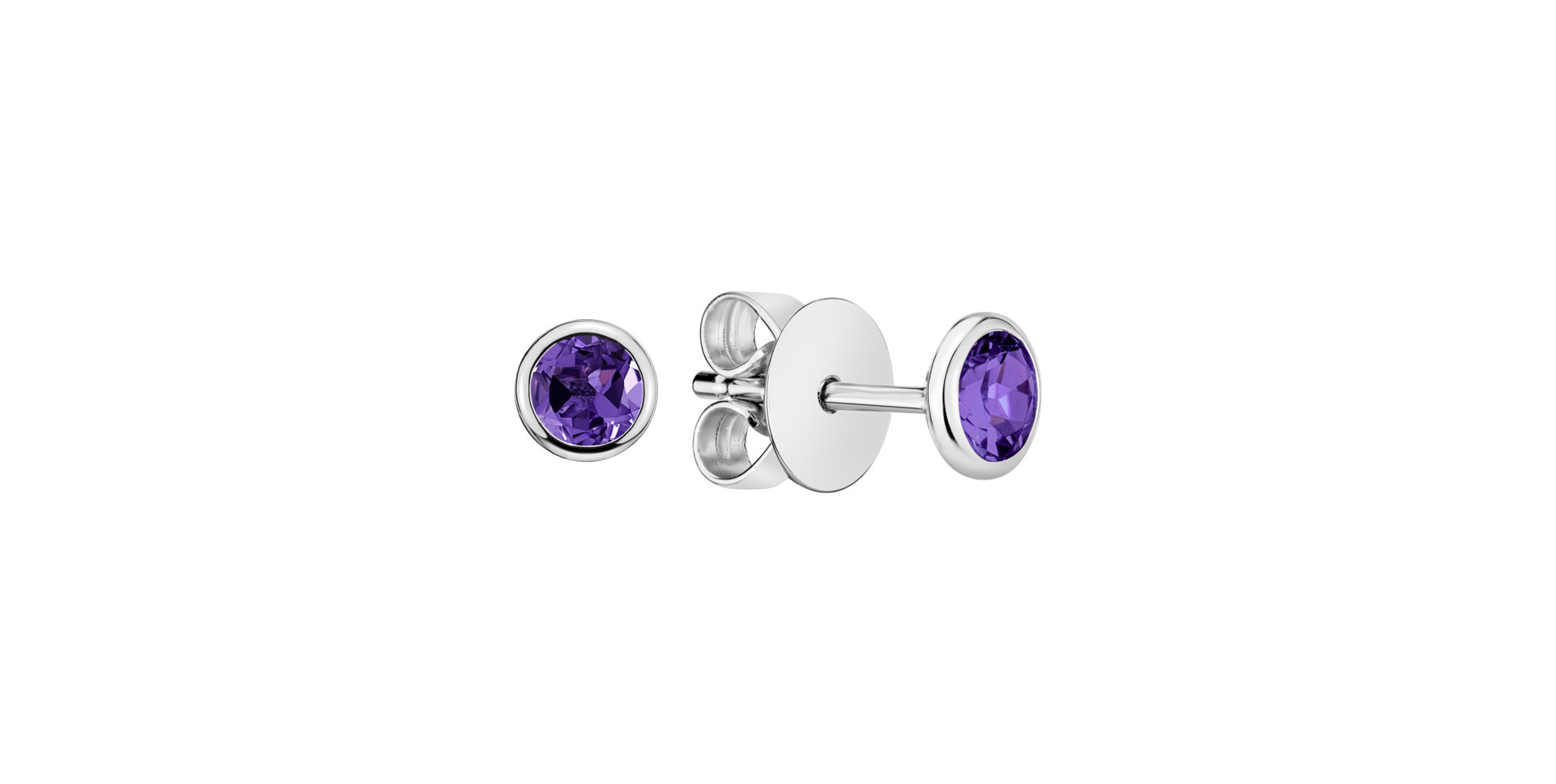 Earrings with Amethyst Shiny Dots
