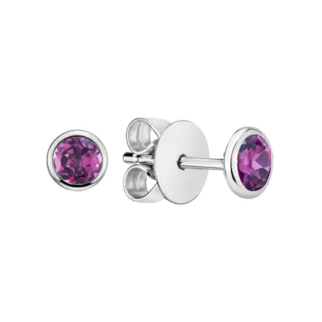Earrings with Rhodolite Shiny Dots
