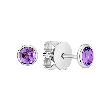 Earrings with Amethyst Neon Dots