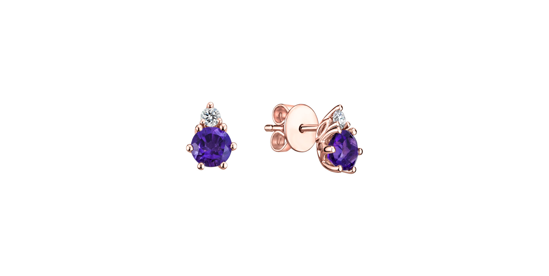 Diamond earrings with Amethyst Lux