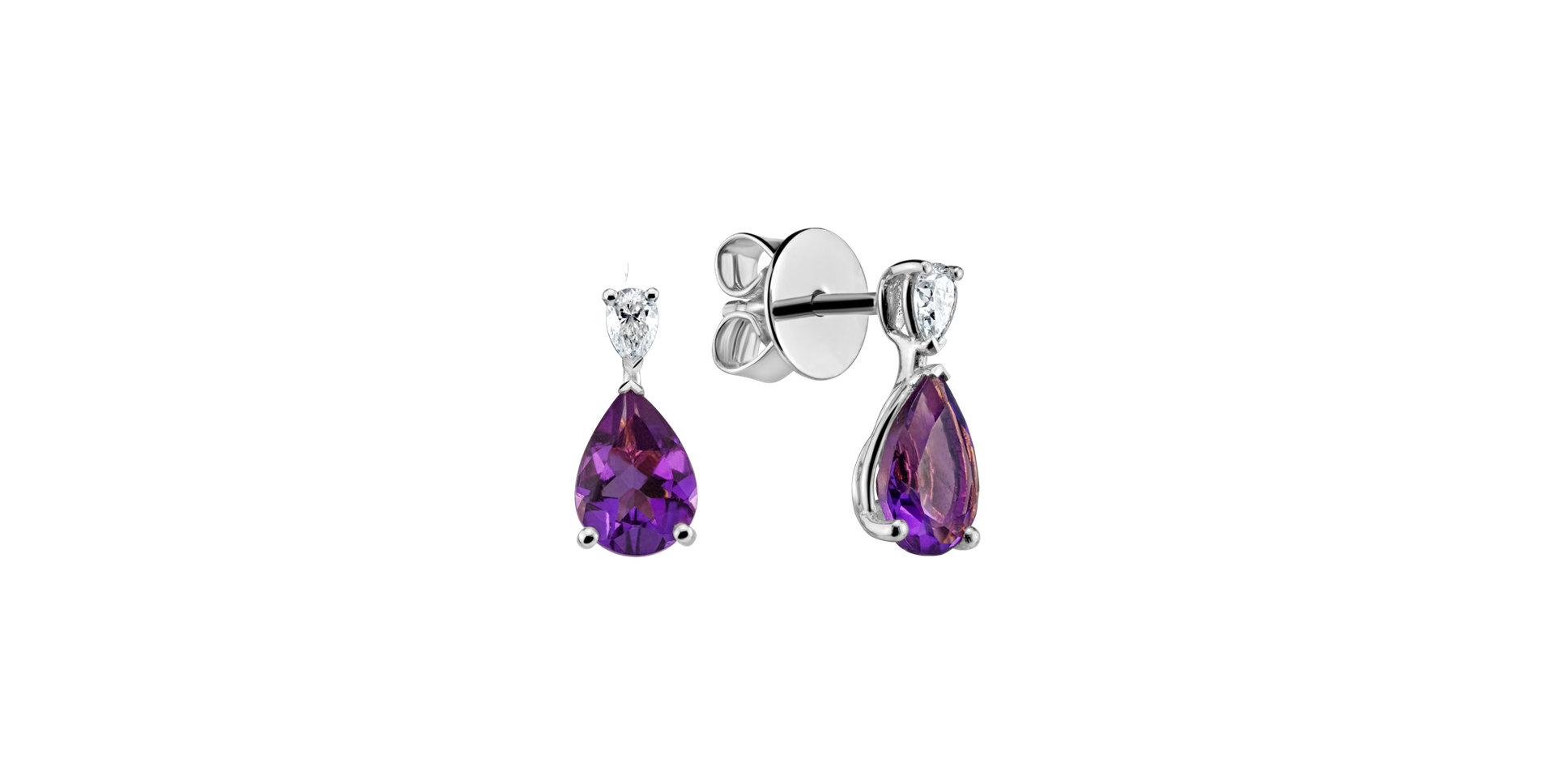 Diamond earrings with Amethyst Whispers of Avalon