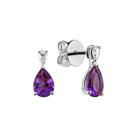 Diamond earrings with Amethyst Whispers of Avalon