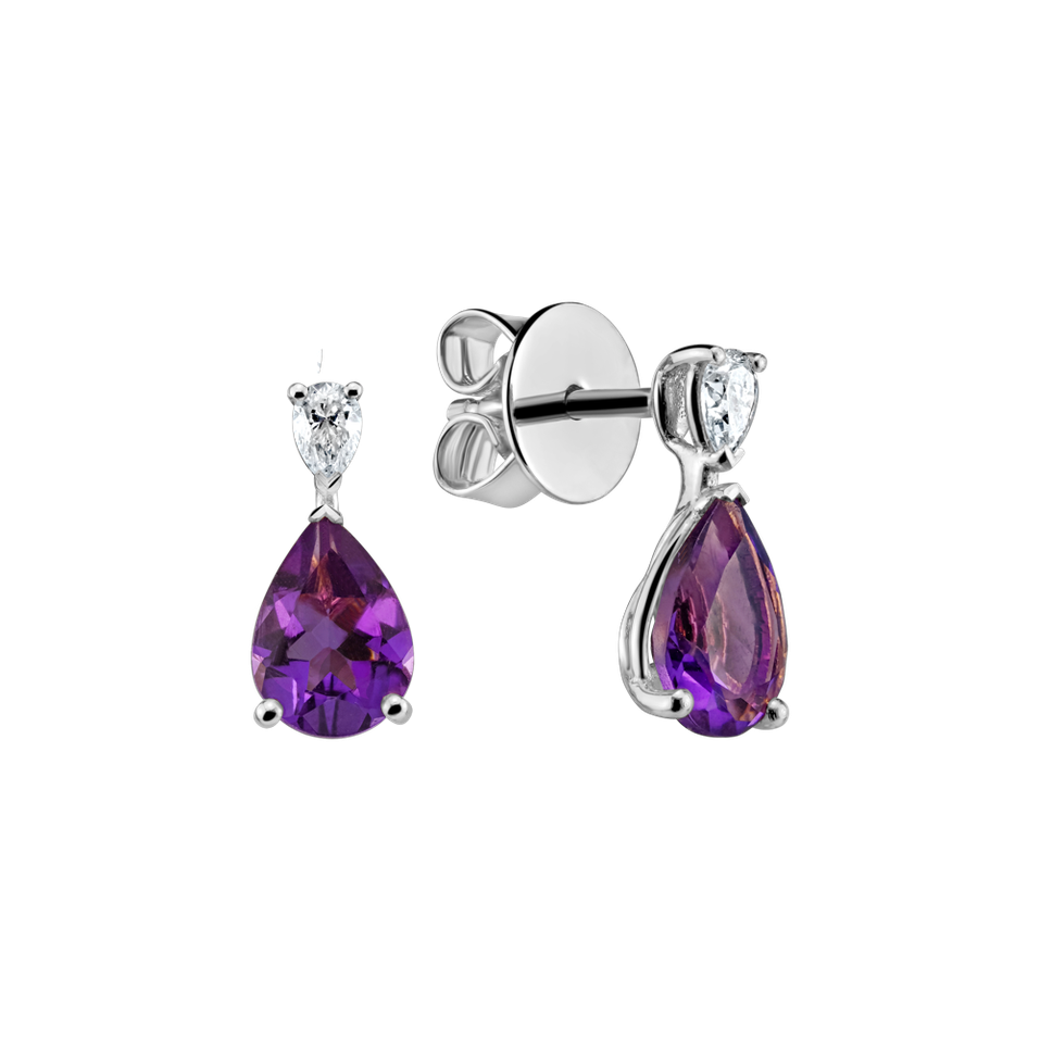 Diamond earrings with Amethyst Whispers of Avalon