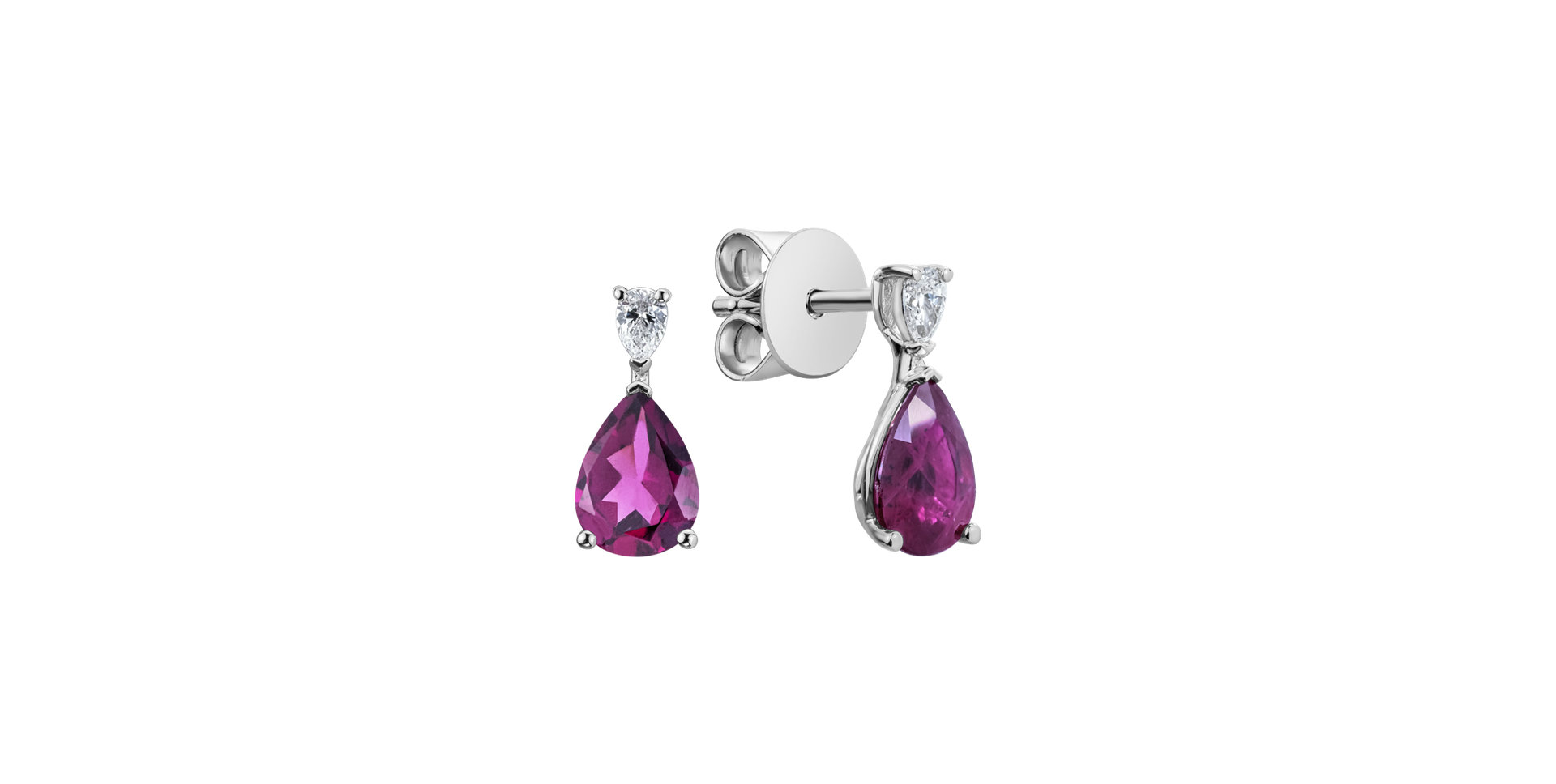 Diamond earrings with Rhodolite Whispers of Avalon