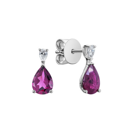 Diamond earrings with Rhodolite Whispers of Avalon