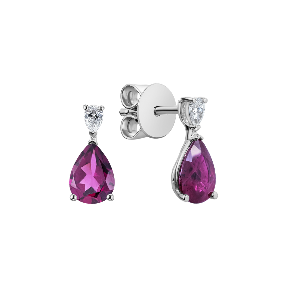 Diamond earrings with Rhodolite Whispers of Avalon