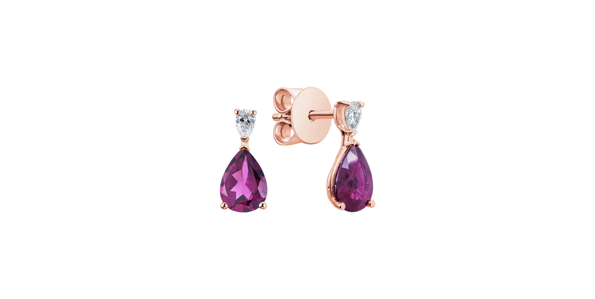 Diamond earrings with Rhodolite Whispers of Avalon