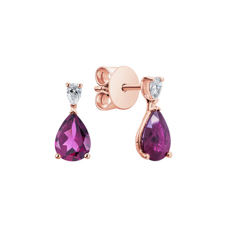 Diamond earrings with Rhodolite Whispers of Avalon
