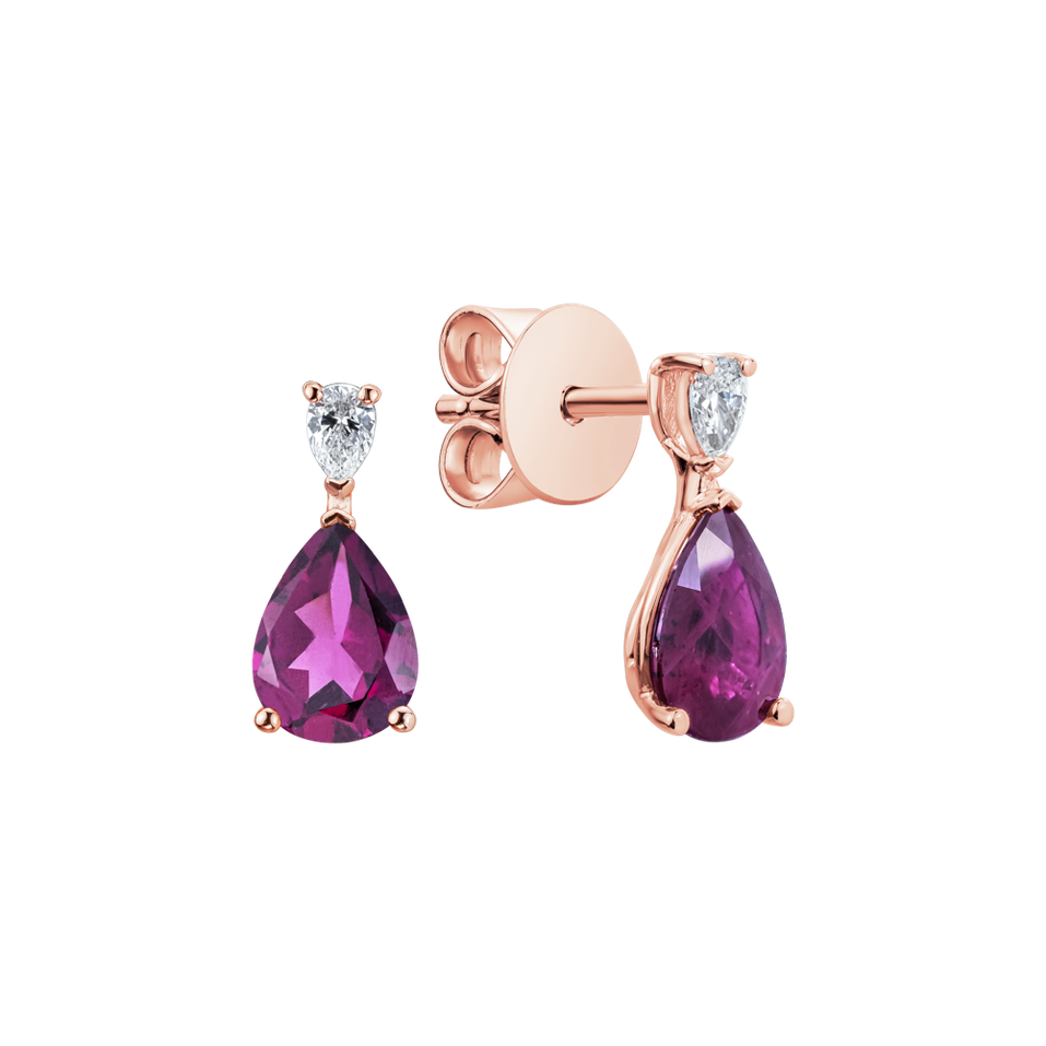 Diamond earrings with Rhodolite Whispers of Avalon