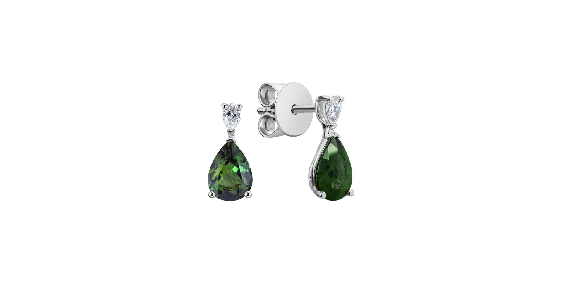 Diamond earrings with Tourmaline Whispers of Avalon