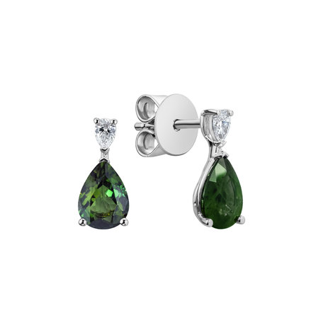 Diamond earrings with Tourmaline Whispers of Avalon