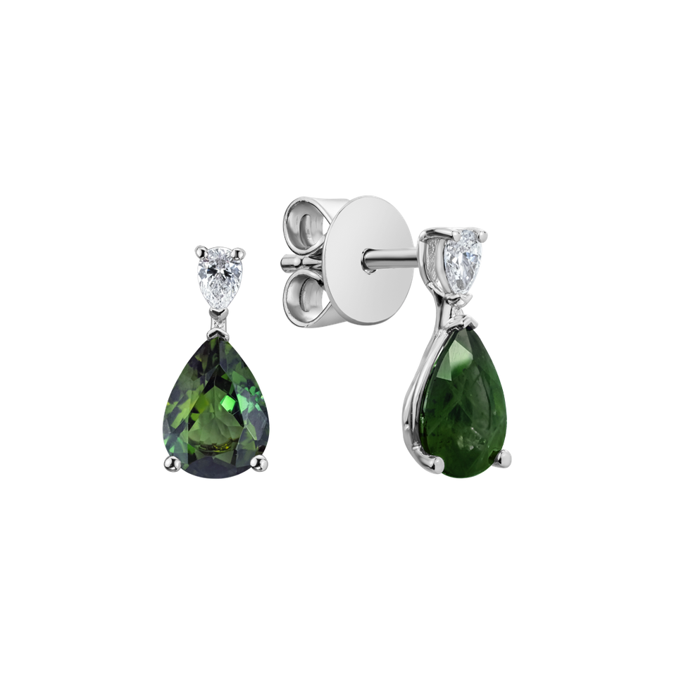 Diamond earrings with Tourmaline Whispers of Avalon