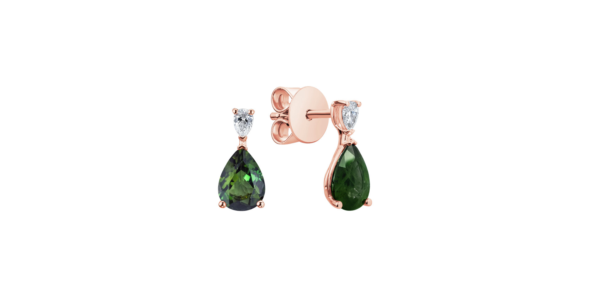 Diamond earrings with Tourmaline Whispers of Avalon