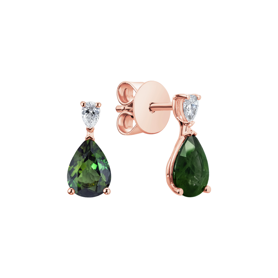 Diamond earrings with Tourmaline Whispers of Avalon