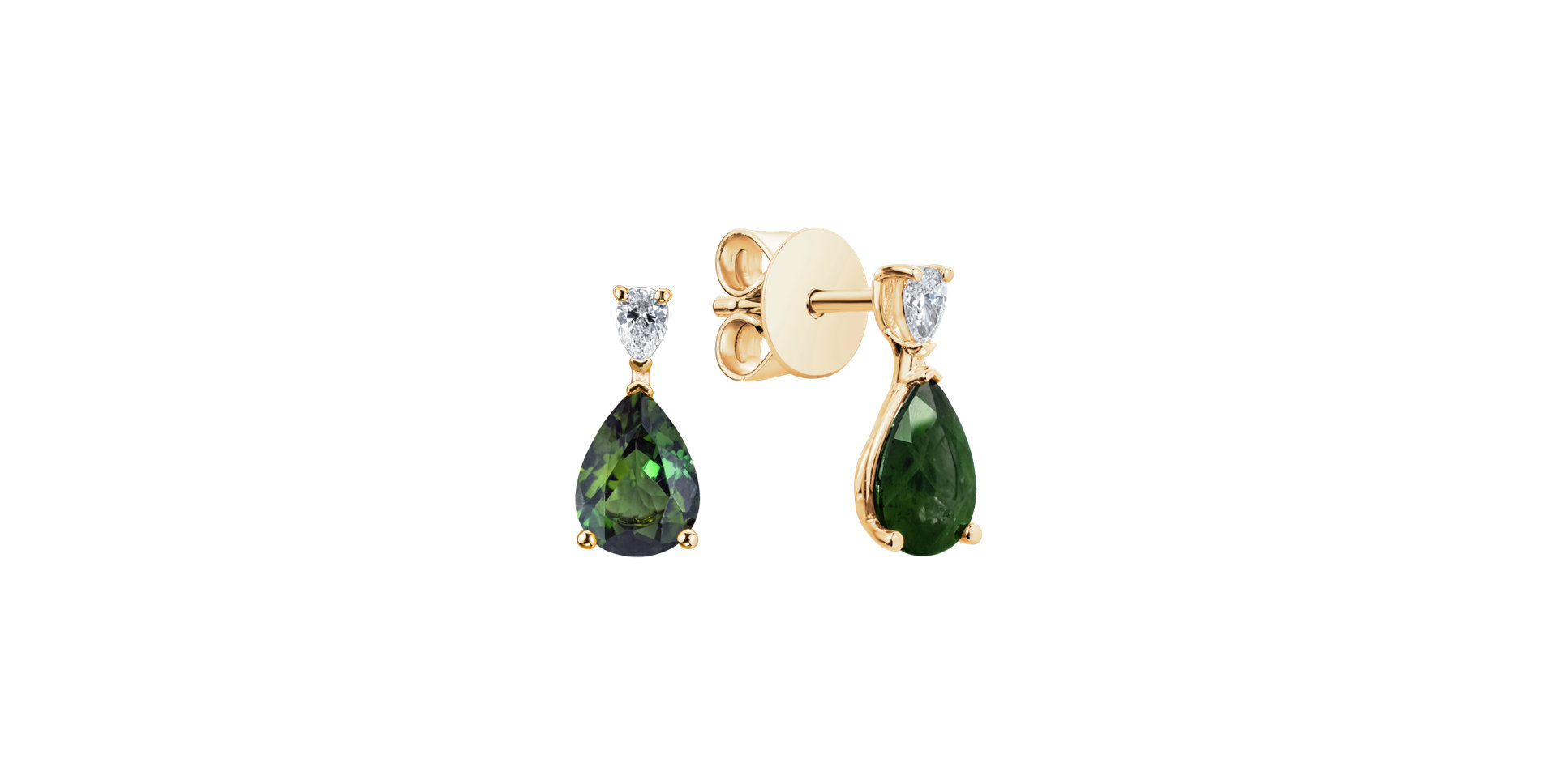 Diamond earrings with Tourmaline Whispers of Avalon