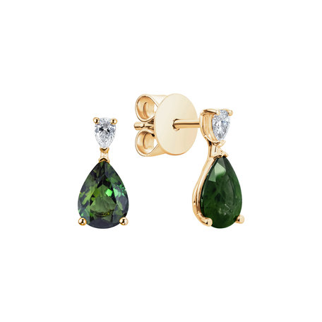 Diamond earrings with Tourmaline Whispers of Avalon