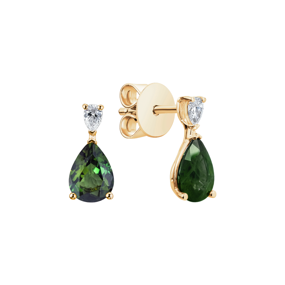 Diamond earrings with Tourmaline Whispers of Avalon