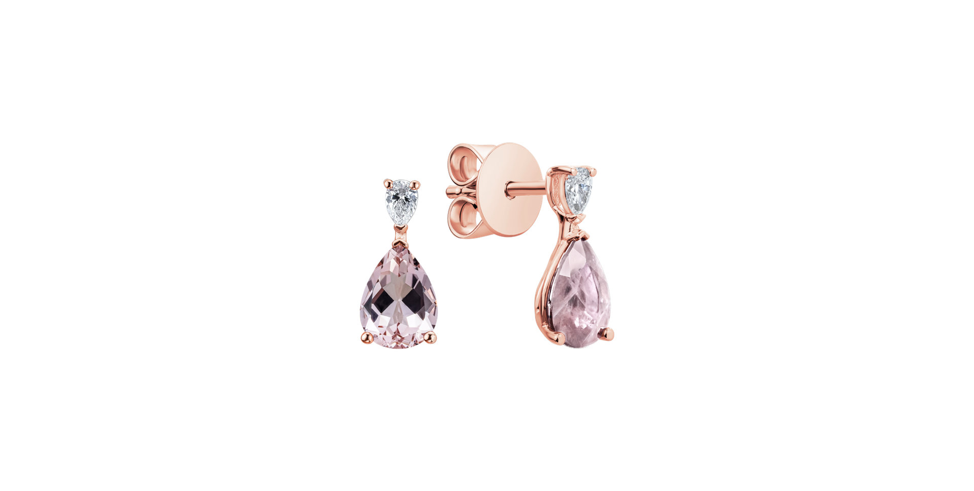 Diamond earrings with Morganite Whispers of Avalon