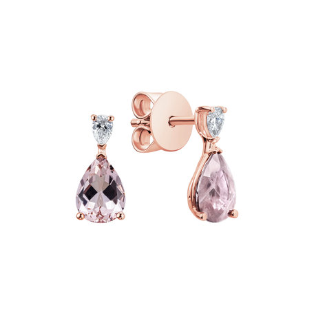 Diamond earrings with Morganite Whispers of Avalon